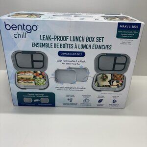 New Bentgo Chill XL 5 Cup Lunch Box Set Ice Pack 3/4 Compartment 8B03WB Blue‎